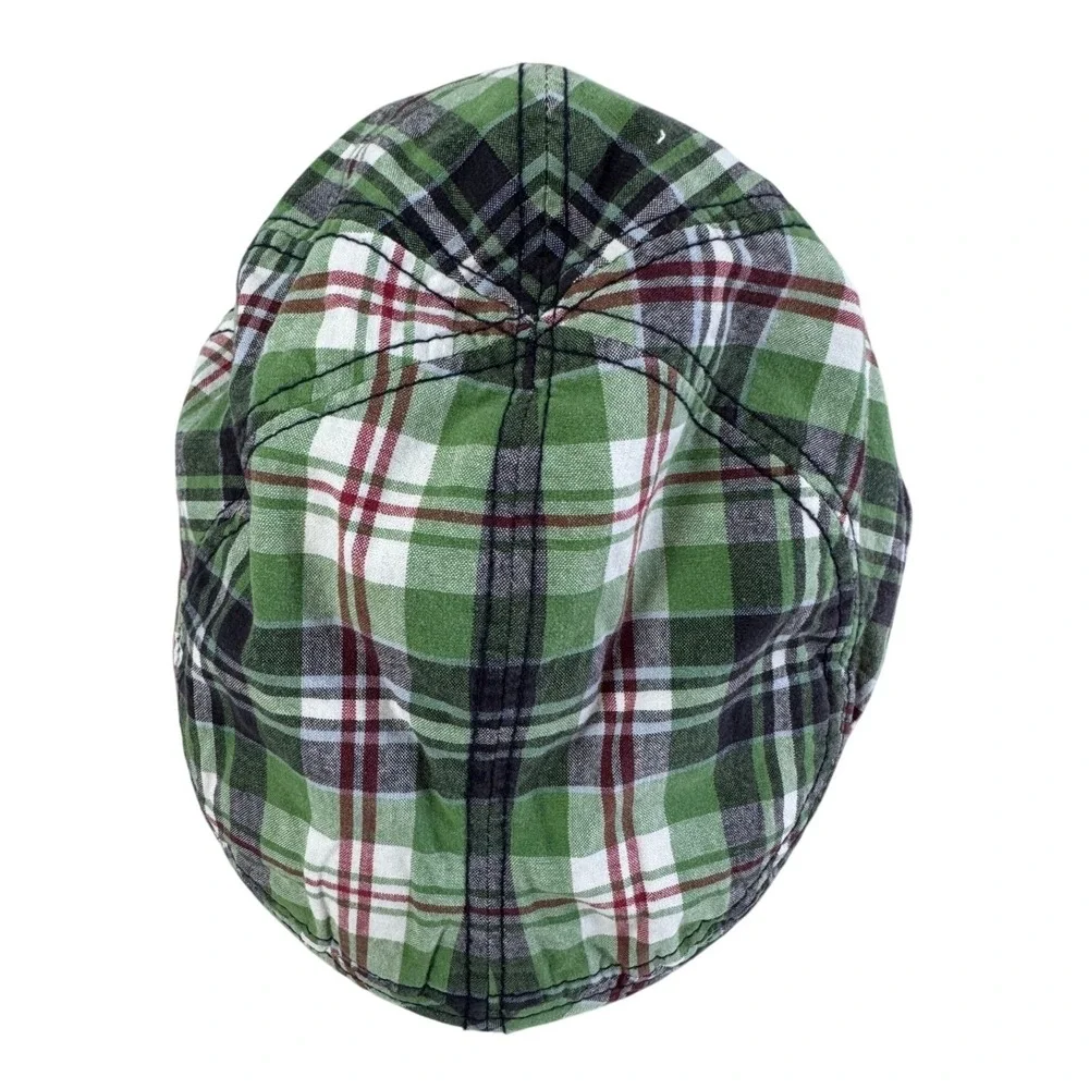 Gymboree Kids Green Plaid Flat Cap Newsboy Hat Cotton Size 5-7 Preppy Style